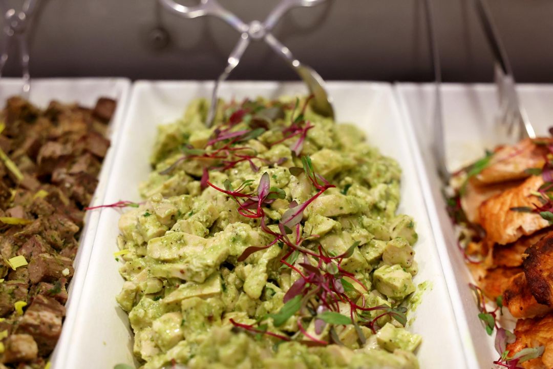 A meal using the basil grown in mini-farm The harvested basil was used in a chicken salad sold in the Abbott Dining Hall salad bar. (Photo by Matt Riley, University Communications) 
